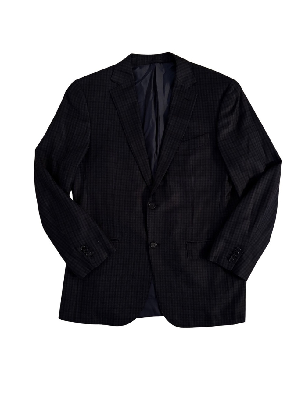 Ermenegildo Zegna “Mila” Navy Checkered Textured Two-Button Blazer